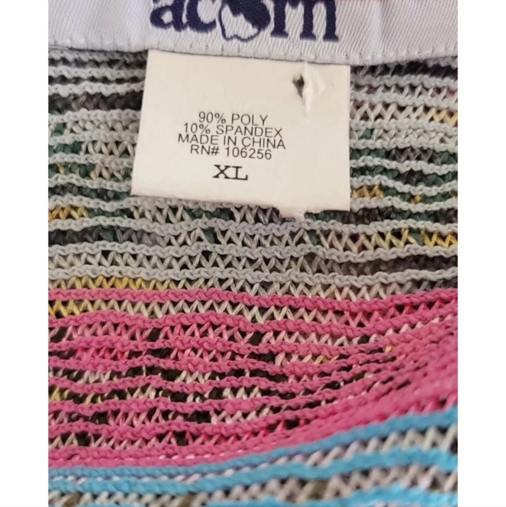 Acorn Women's Blouse 3/4 Sleeve Crotchet Rainbow Size XLarge - Picture 3 of 4